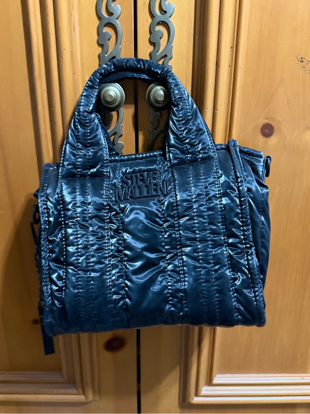Steve Madden Quilted Satin Mini Tote - Black